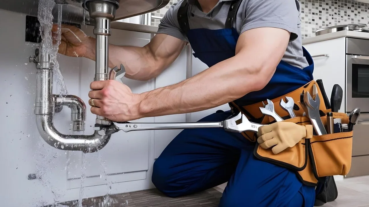 Leaking pipe beneath a sink